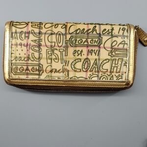 Coach Graphic Wallet with Gold Accents